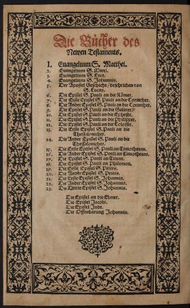 Die Bücher des Newen Testaments.