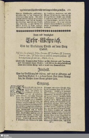 Zwey und dreysigstes Lehr-Gespräch. Von der Verklärung Christi auf dem Berg Thabor
