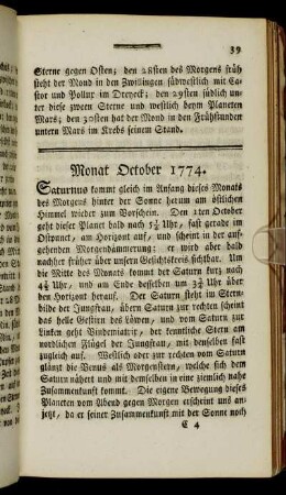 Monat October 1774.