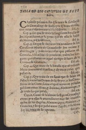 Tabla de los Capitulos de este Libro.