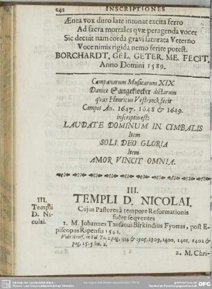III. Templi D. Nicolai