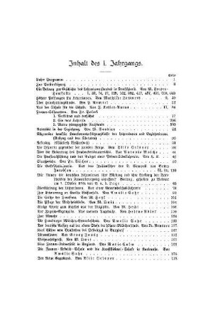 Inhalt des I. Jahrgangs