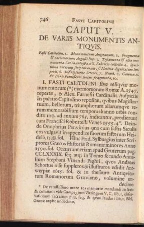 Caput V. De Variis Monumentis Antiquis