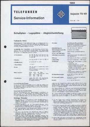 Bedienungsanleitung: Telefunken Service-Information; Telefunken bajazzo TS 101