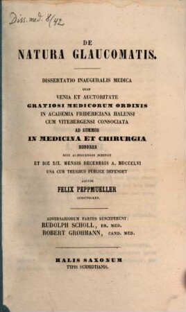 De natura glaucomatis : (Diss. inaug.)