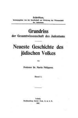 In: Grundriß der Gesamtwissenschaft des Judentums ; Band 1