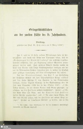 Ortsgeschichtliches aus der zweiten Hälfte des 16. Jahrhunderts : Vortrag gehalten ... am 6. März 1899