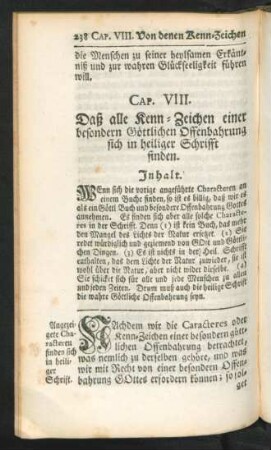 Cap. VIII. Daß alle Kenn-Zeichen einer besondern Göttlichen Offenbahrung sich in heiliger Schrifft finden.