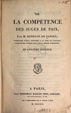 De la compétence des juges de paix