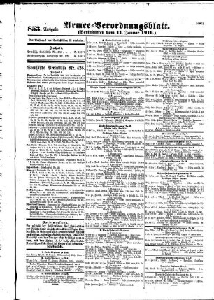 853.Ausgabe. Dienstag, 11. Januar 1916