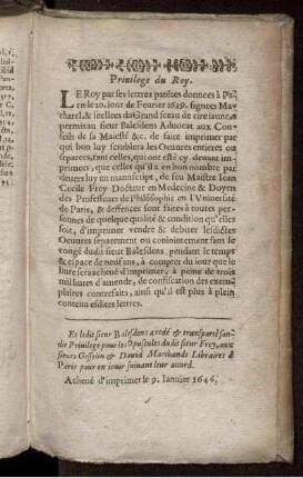 Privilege du Roy.