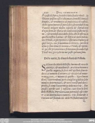 Delle varie, & diverse sorti di Pistole.