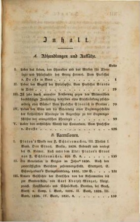 Zeitschrift für Philosophie und katholische Theologie. 1/2, 1/2. 1832