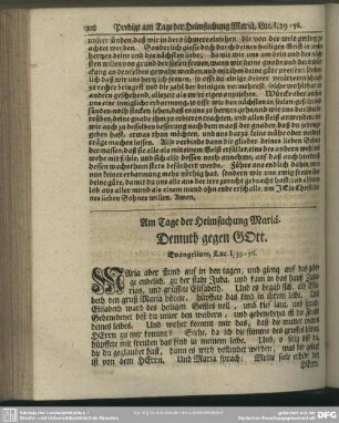 Am Tage der Heimsuchung Mariä. Evangelium, Luc. I, 39-56