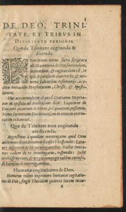 De Deo, Trinitate, Et Tribus In Divinitate Personis.