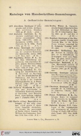 Kataloge von Handschriften (Nr.1377-1655)