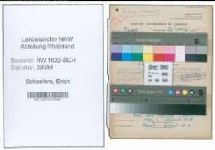 Entnazifizierung Erich Schaefers , geb. 02.04.1920 (Bahnpolizist)