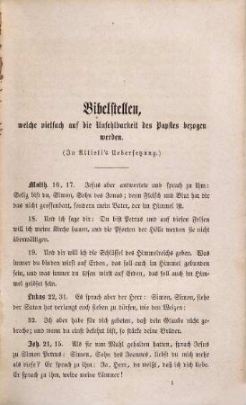 Die Unfehlbarkeit des Papstes und die Stellung der in Deutschland verbreiteten theologischen Lehrbücher zu dieser Lehre : Durch getreue Auszüge und Uebersetzungen dargestellt