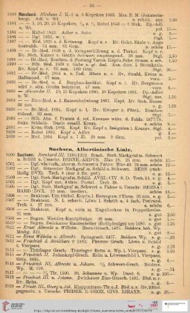Sachsen, Albertinische Linie (Nr. 2500 - 2734)