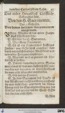 Das ander Hauptstuck Christlicher Catholischer Lehr. Von den H. Sacramenten.