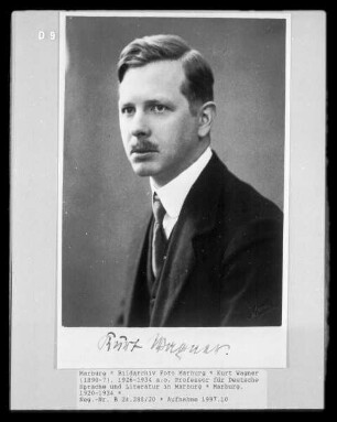 Kurt Wagner (1890-?), 1926-1934 a.o. Professor für Deutsche Sprache und Literatur in Marburg