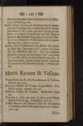 Morbi Renum & Vesicae.