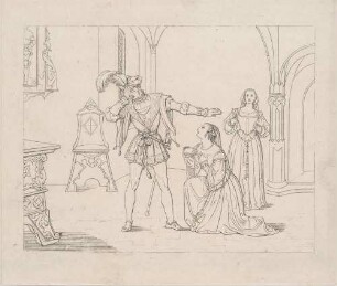 Zu Shakespeares "Othello", Blatt 9, 4. Akt, 2. Szene: Desdemona kniet vor Othello