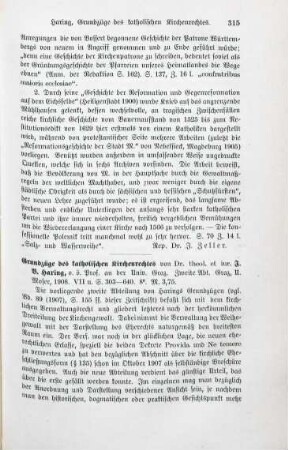 315-316 [Rezension] Grundzüge des katholischen Kirchenrechtes, 2. Abt.