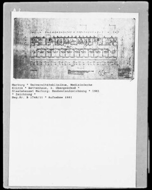 Marburg, Universitätsklinik, Medizinische Poliklinik, Bettenhaus, 3. Obergeschoss