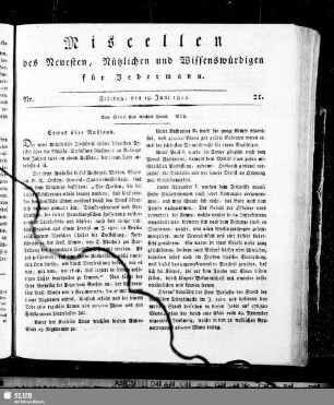 Miscellen des Neuesten, Nützlichen und Wissenswürdigen für Jedermann