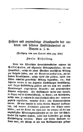 Frühere und gegenwärtige Standpunkte des niederen und höheren Volksschulwesens in Bayern u.s.w. : (Fortsetzung vom 4ten Quartal 1834 pag. 350.)