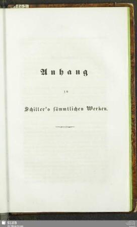 Anhang zu Schiller's sämmtlichen Werken