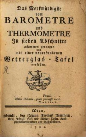 Das Merkwürdigste vom Barometer und Thermometer