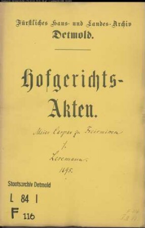 Freismissen, Kaspar, Meier zu gegen Anna Lesemann - Alimente