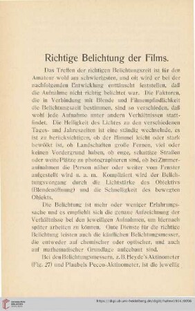 Richtige Belichtung der Films