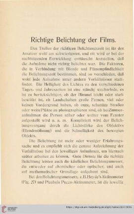 Richtige Belichtung der Films