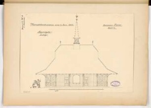Schutzhalle mit Milchausschank im Berliner Tiergarten Monatskonkurrenz Januar 1892: Längsschnitt; Maßstabsleiste