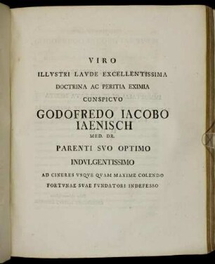 Viro Illustri Laude Excellentissima [...] Godofredo Jocobo Jaenisch [...]