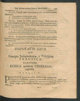 Disputatio XXVII. Quae Principia Iurisprudentiae, e Philosophia Practica ...