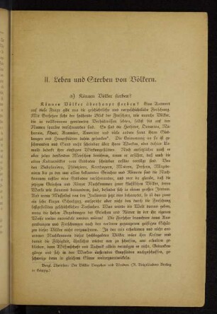 II. Leben und Sterben von Völkern.