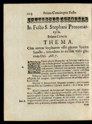 In Festo S. Stephani Protomartyris. Prima Concio.