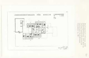 Jugendgästehaus für Berlin, Berlin-Charlottenburg (Diplomarbeit bei Willy Kreuer): Grundriss 1. Obergeschoss 1:200