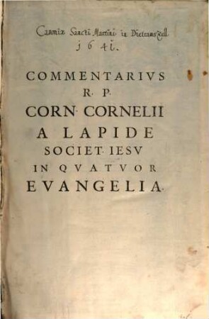 [Commentaria in Vetus et Novum Testamentum], [8,1]. Commentaria in quatuor evangelia