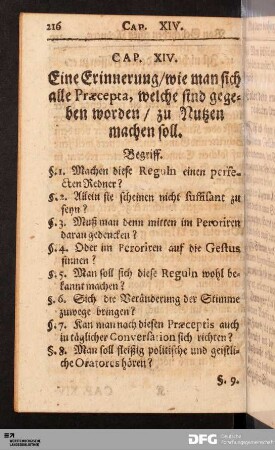 Cap. XIV. Nutz derer vorhergehenden Reguln.