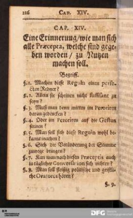 Cap. XIV. Nutz derer vorhergehenden Reguln.