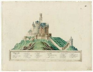 Aufriß des Schlosses Marxburg (aufklappbar)