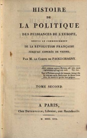 Histoire de la politique des puissances de l'Europe : depuis le commencement de la révolution Française jusqu'au Congrès de Vienne, 2