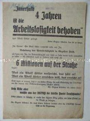 Wahlflugblatt der NSDAP zur Reichstagswahl 1933
