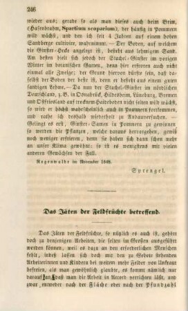 Das Jäten der Feldfrüchte betreffend.