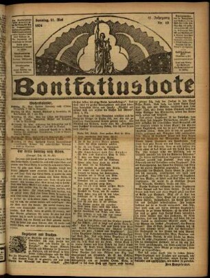Erste Ausgabe vom Sonntag, den 11. Mai 1924.
